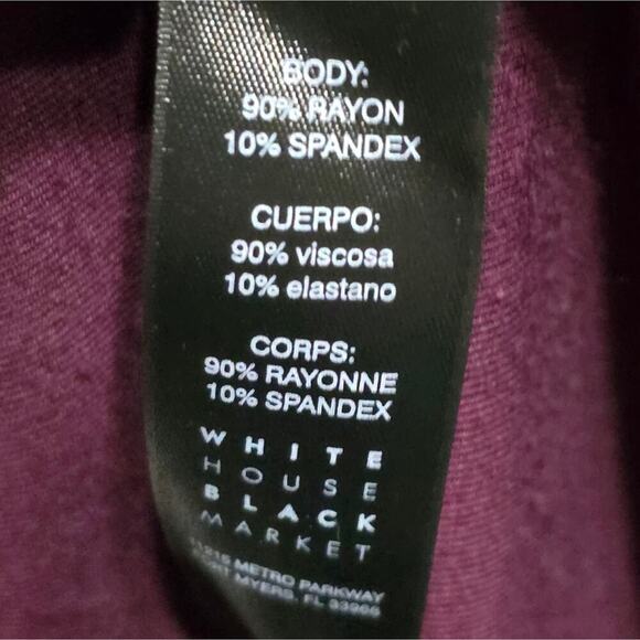 WHBM Chic Burgundy Ruffle Sleeve Stretch Comfy Dress Size Small - Picture 5 of 6